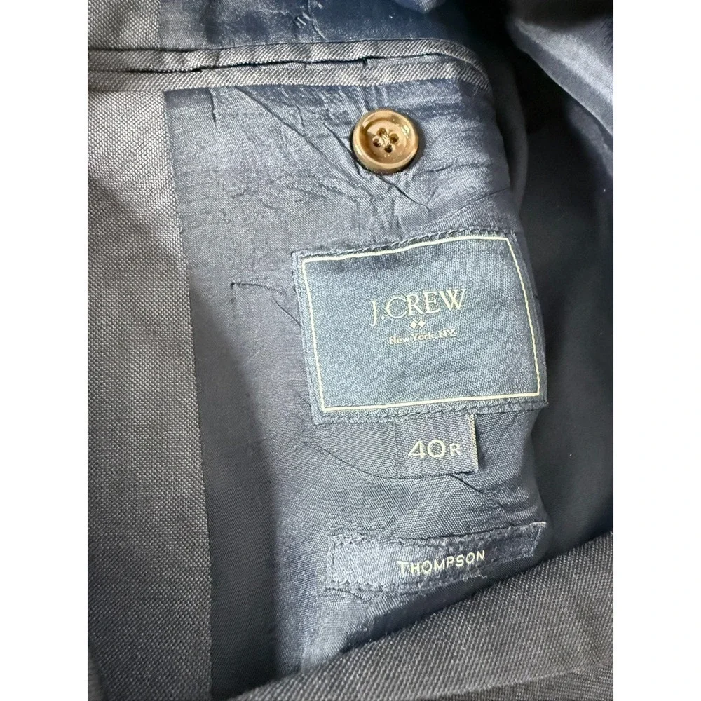 J. Crew Thompson Wool Men 40R Blue 2 Button Double Vent Sportscoat Tuxedo Suit